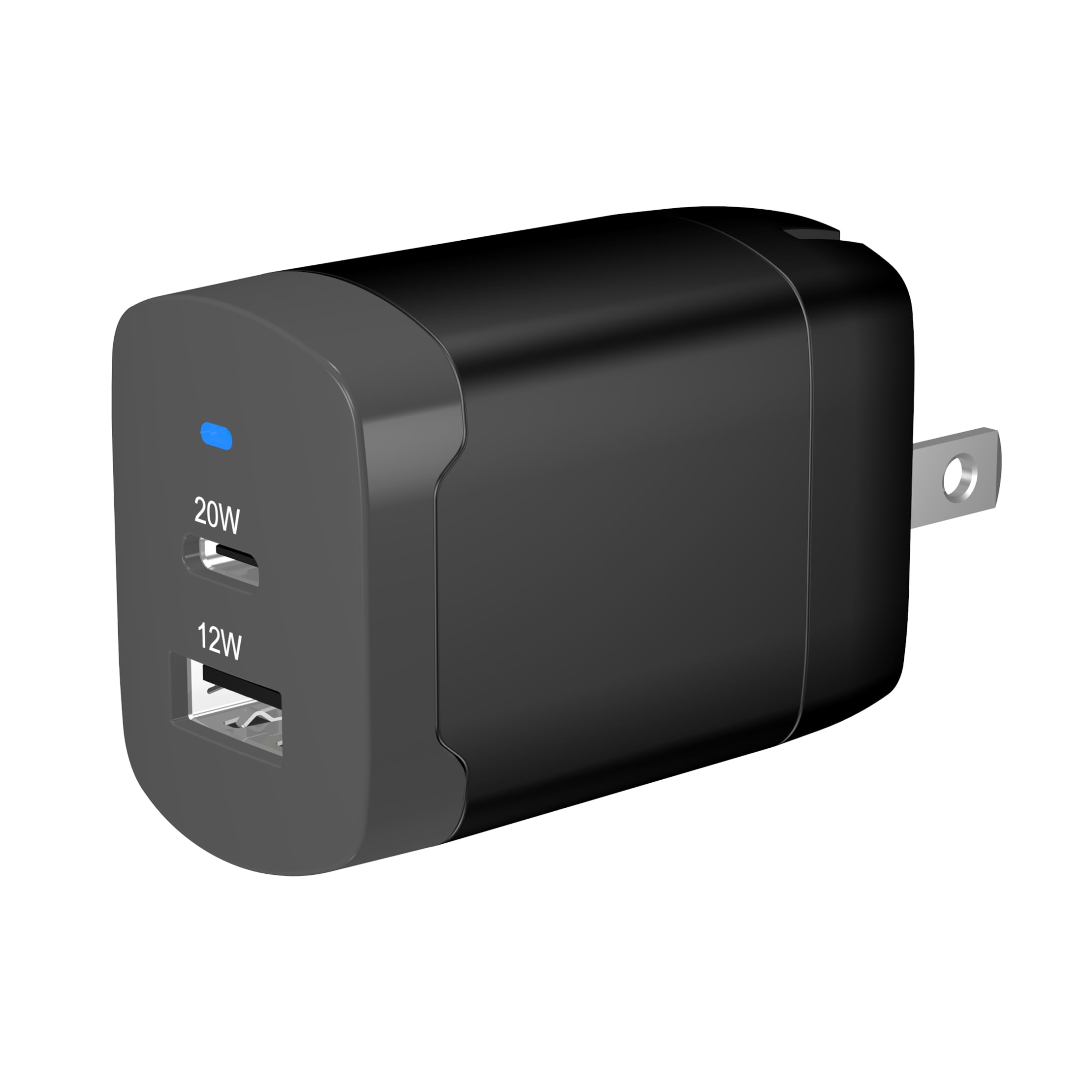 Walmart 32w PD Dual port Wall Charger, Folding Plug, Black