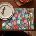 thumbnail image 5 of Pioneer Flower Floral Print Pattern Summer Placemats Table Placemats Set Of 4-Linen Kitchen Washable Placemats Table Mats 12x18 Inch Non-Slip Heat Resistant, 5 of 5