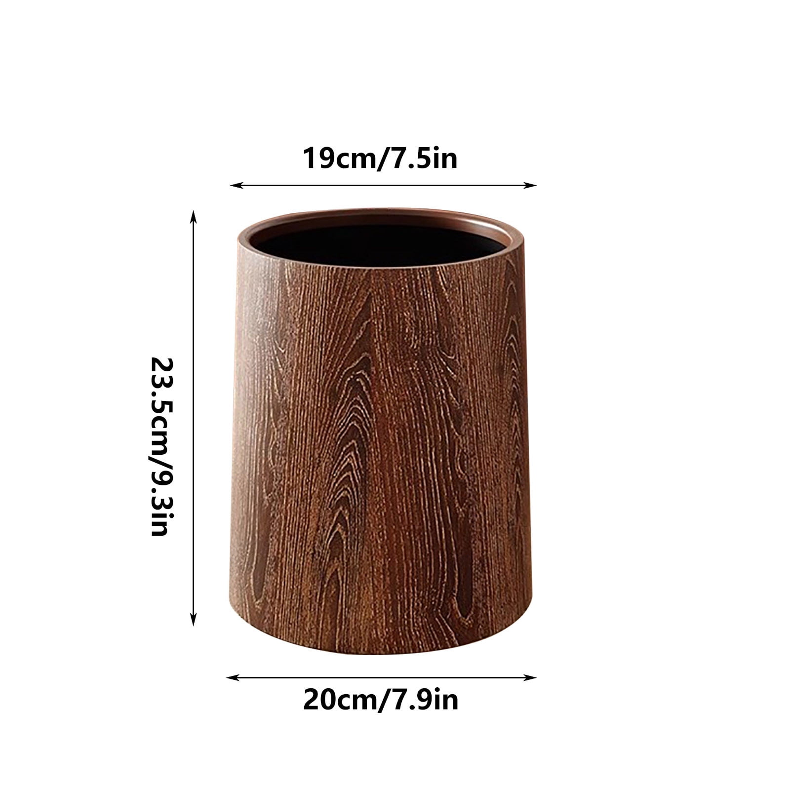 Tgbvmt Vintage Wood Grain Flip Lid Trash Can Large Capacity Odor Blocking Wastebasket Round Clamshell Garbage Bin for Living Room Kitchen Office Bathroom Hotel Home Waste Organization