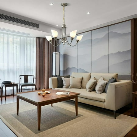 

Modern 5-Light Bedroom Chandelier Brushed Nickel Finish Dining Room Ceiling Lamp