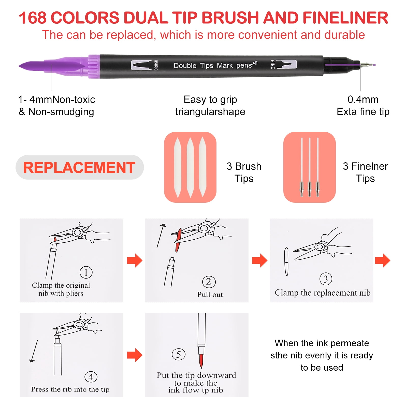 Double Brush Marker Pens,168 Art Markers with Fine and Brush Tip Coloring Markers for Adults, Marker for Journaling Calligraphy Drawing Sketching Doodling Illustrating