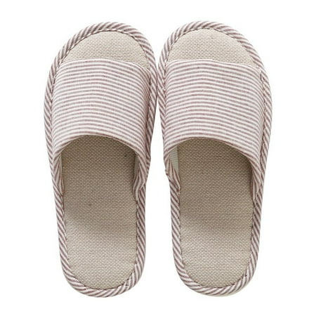 

Women Men Anti-slip Linen Home Indoor Open Toe Flat Slippers