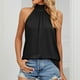 thumbnail image 2 of Blusa sin mangas con tirantes de seda y cordones para mujer - Top informal con cuello colgante para todas las estaciones, poliéster y algodón, lavable a máquina, 2 of 5