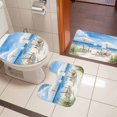 thumbnail image 5 of Summer Vacation Bathroom Rugs Set Watercolor Beach Chair Grass Non Slip Absorbent Soft Bath Mats 3 Piece Set with Bathroom Rug, U-Shaped Floor Mat, Toilet Seat Cover Large Size, 5 of 9