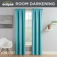 thumbnail image 3 of Eclipse Tricia Solid Curtain Panel Pair, Room Darkening Rod Pocket Curtain Thermapanel, (2 Panels), 52 in Wide x 63 in Long, Turquoise, 3 of 3