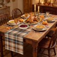 thumbnail image 2 of Orange Blue Checkered Table Runner - 108 Inch Long Fall Farmhouse Buffalo Plaid Cotton and Linen Blended Dress Scarves Farmhouse Table Runner for Kitchen Dining, Coffee Table, 13" x 108", 2 of 8