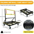 thumbnail image 2 of Folding Drywall Cart - 2200lbs Capacity Panel Dolly Cart with Nylon Universal Wheels Heavy Duty Drywall Dolly Portable Panel Truck Cart for Glass Windows Plasterboard Handling Plywood, 2 of 8