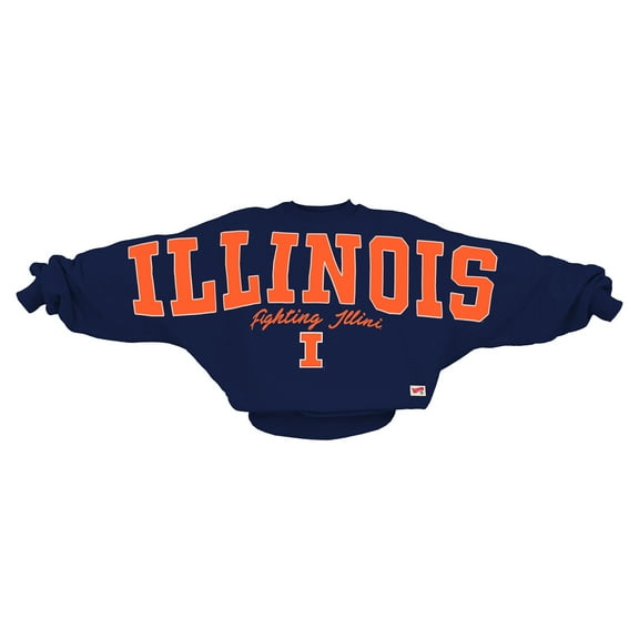 Women's Pressbox  Navy Illinois Fighting Illini Flannigan Oversized Dolman Pullover Sweatshirt