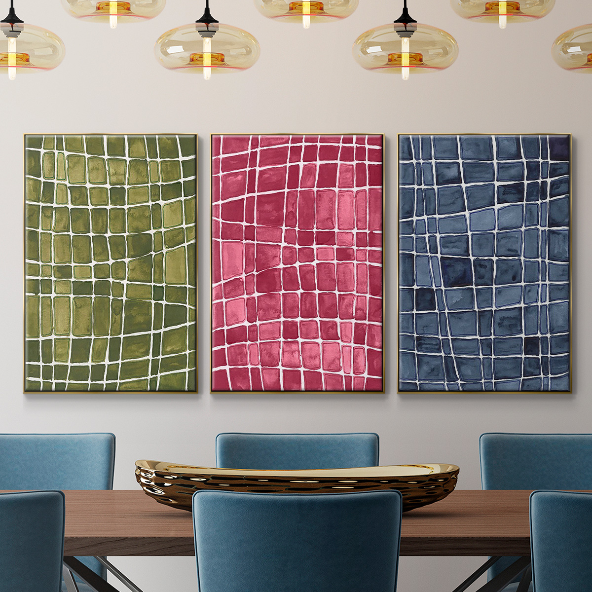 Square Bluff I - Framed Premium Gallery Wrapped Canvas L Frame 3 Piece Set - Ready to Hang