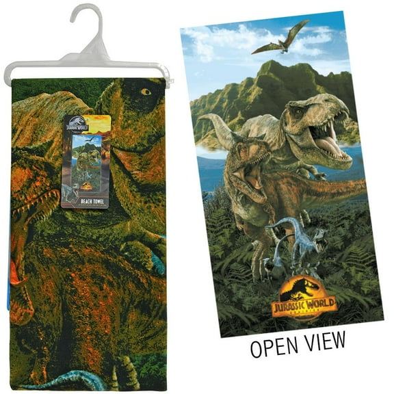 Jurassic World Microfiber Beach Towel 27x54" on Hanger with Hangtag