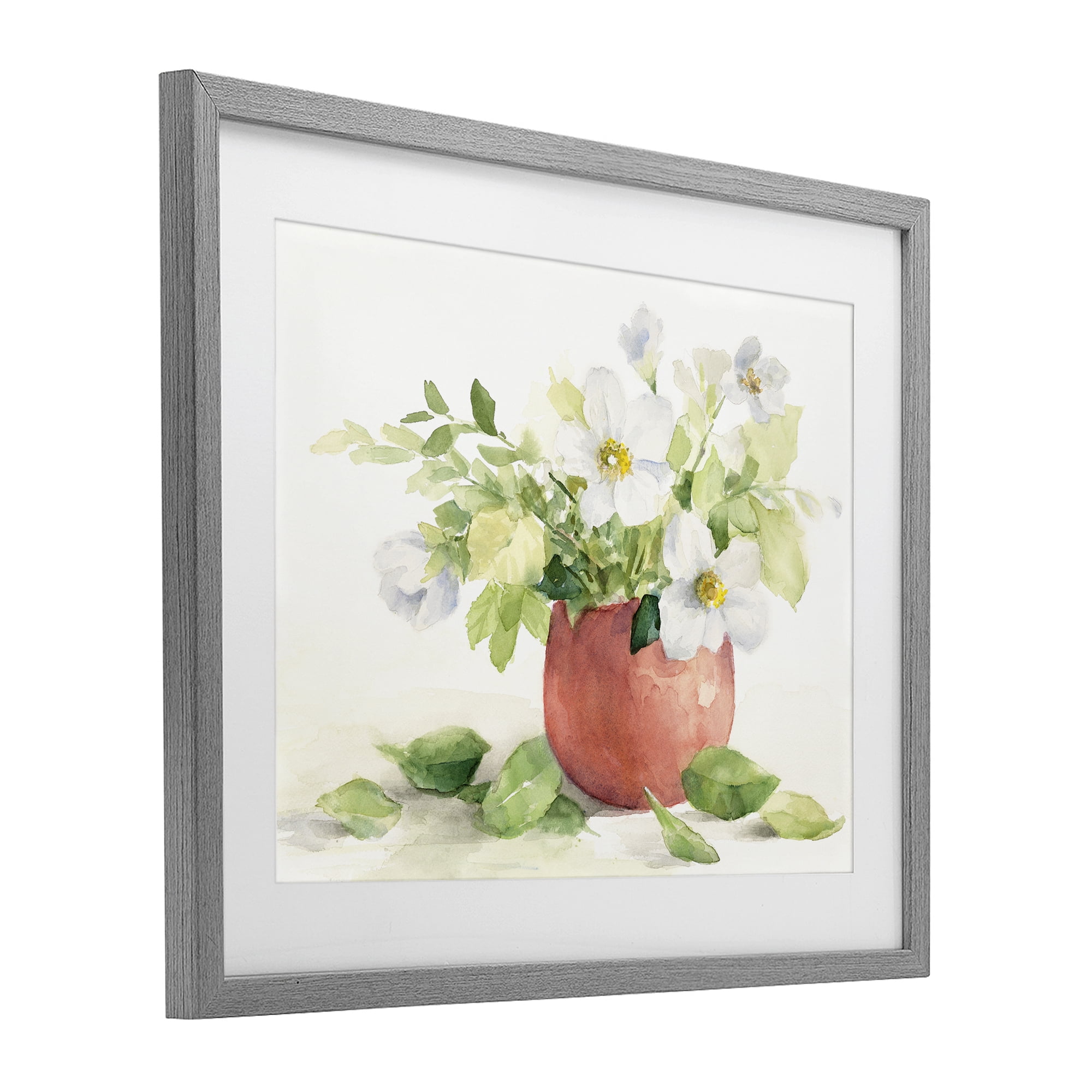Stupell Industries White Anemones in Copper Vase Gray Framed Print Under Glass, design by Lanie Loreth
