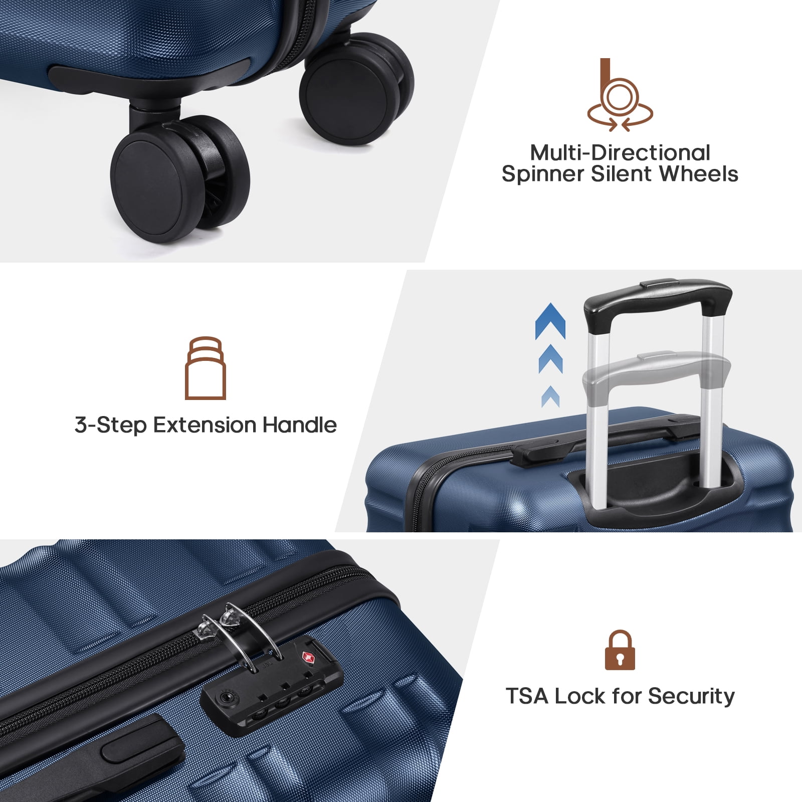 MIUSSE Hard Shell Luggage Sets, 3 Piece Luggage Set, 20/24/28 IN Carry On Luggage with TSA Lock Spinner Wheels, Hard Shell Suitcases Women Men
