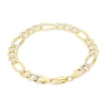 thumbnail image 2 of Nuragold 10k Real Yellow Gold Solid Figaro Link 8.5mm Diamond Cut Pave Chain Bracelet (8"-9") Two Tone Italian Jewelry for Men, 2 of 8