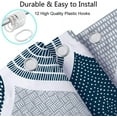 thumbnail image 4 of Blue and Grey Shower Curtain for Bathroom, Light Blue White Dark Gray Navy Bohemian Chic Geometric Pattern Fabric Shower Curtains Set, Modern Paisley Restroom Decor Accessories with Hooks 60x72inches, 4 of 8