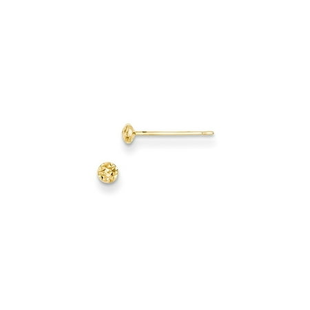 14kt Yellow Gold 3mm Puff Circle Post Stud Ball Button Earrings Fine Jewelry Ideal Gifts For Women Gift Set From Heart