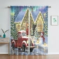 thumbnail image 3 of Sanviglor Christmas Sheer Window Drapes Voile Window Curtain Tulle Window Drapes Slot Top Rod Pocket Curtain Panel Style-B W:51"x H:63", 3 of 6