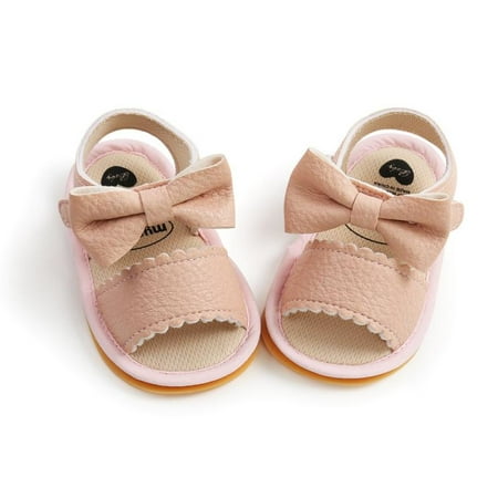 

Summer Baby Girls Sparkly Bowknot Sandals Premium Soft Anti-Slip Rubber Sole Infant Summer Outdoor Shoes Toddler First Walkers