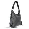 thumbnail image 3 of No Boundaries Women's Fashion Moto Hobo Bag, Grey, 3 of 6
