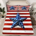 thumbnail image 2 of Homewish Cartoon Blue Stars Twin Sheet Sets for Kids, Red Stripes Line Twin Fitted Sheet, Vintage American Flag Flat Sheet, Super Cozy Room Decor, 3 Pieces, 2 of 7