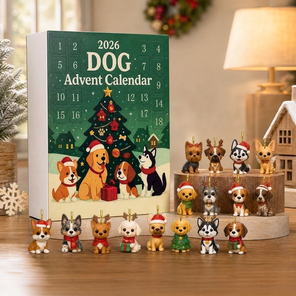 2026 Dog Advent Calendar, 24 Day Christmas Countdown With Mini Puppy Ornaments, Holiday Surprise Set For Dog Lovers Kids Family Room Bedroom And Seasonal Gift Display