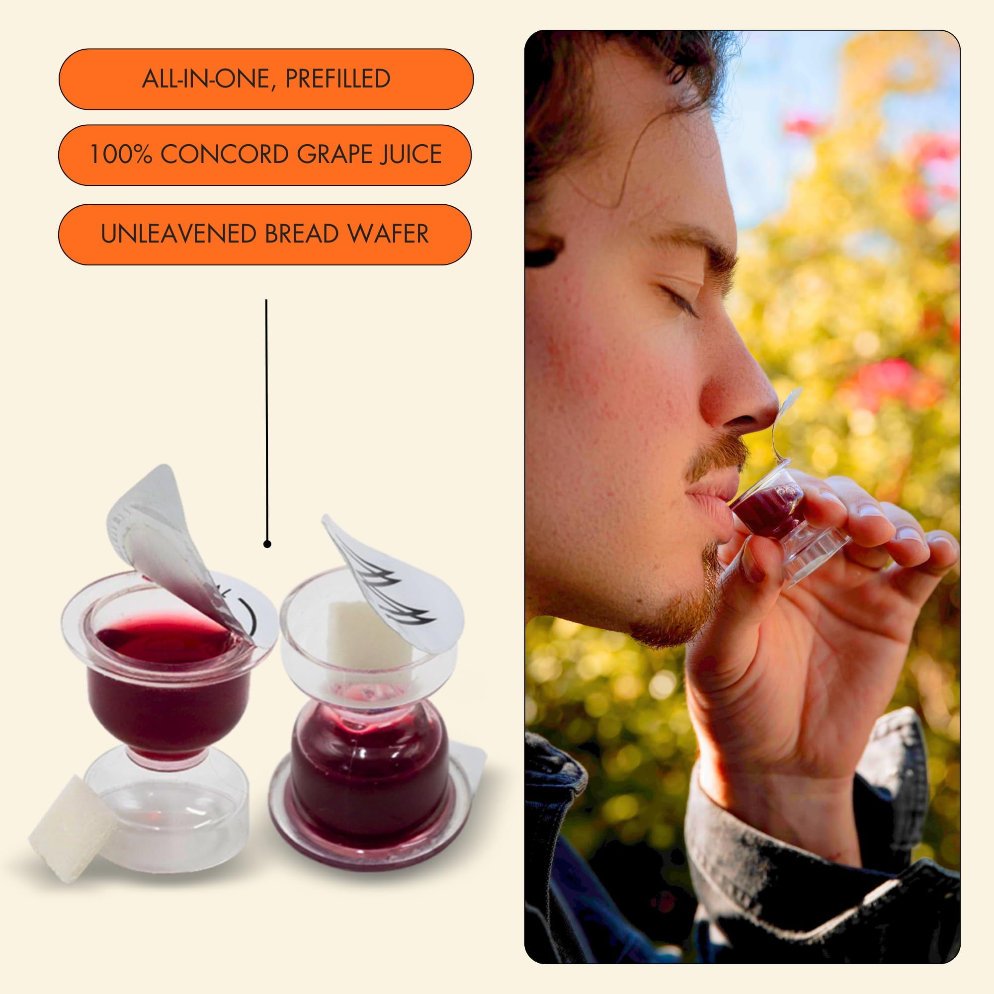 The Miracle Meal Chalice Pre-filled Communion Cups: 100% Concord Grape Juice & Wafer - Box of 100
