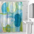 thumbnail image 4 of Abstract Blue White Green Printing Fabric Shower Curtain Graffiti Washable Shower Curtains for Bathroom, Waterproof Bath Curtain with Hooks Home Decor 72x72in, 4 of 8
