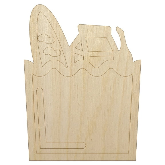 Groceries Grocery Store Icon Wood Shape Unfinished Piece Cutout Craft DIY Projects - 4.70 Inch Size - 1/8 Inch Thick