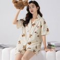 thumbnail image 1 of Pijama de manga corta tipo cárdigan de algodón de imitación de alta calidad con diseño de Hello Kitty japonés para mujer, traje de verano para el hogar de gran calidad para mujer, 1 of 5