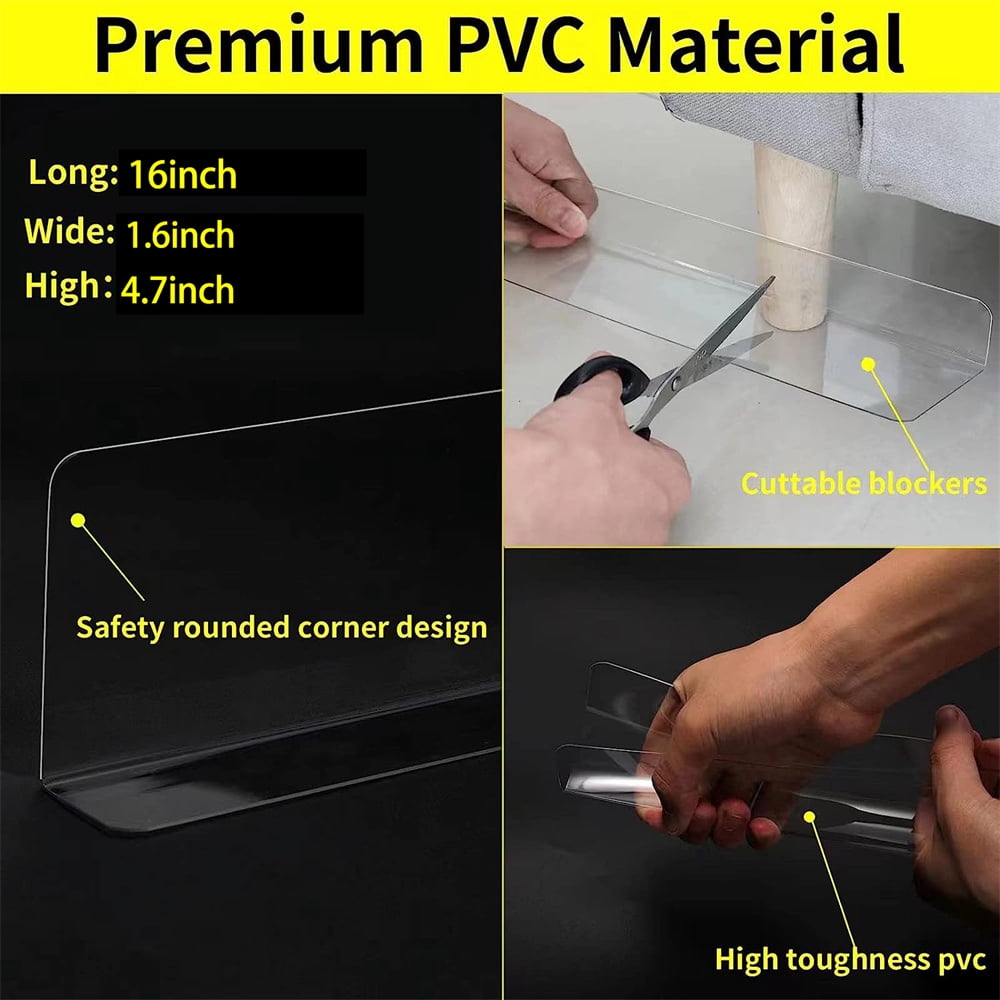 NOGIS Under Couch Blocker for Pets Gap Bumper for Stop Dogs and Cats Safety Plastic Clear Under Bed Blocker for Sofa Barrier Blocking with Strong Adhesive 5 Pack 4.7'' Height