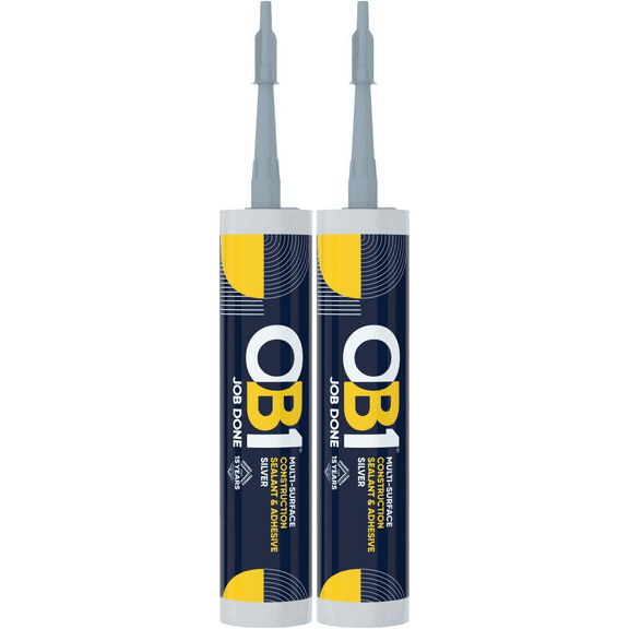 OB1 Silver - Multi-Surface Construction Sealant & Adhesive Waterproof Silicone (Box of 12)