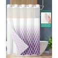 thumbnail image 3 of No Hook Shower Curtains, Purple Ombre Stripe Stall Bathroom Curtain with Snap in Liner, Modern Abstract Art Gradient Striped Waterproof Washable Fabric Bathroom Shower Curtain Sets, 48" x 72", 3 of 7