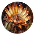 thumbnail image 2 of Designart "Cactus Flower Orange Green II" Floral Cactus Metal Round Art Living Room, 2 of 5