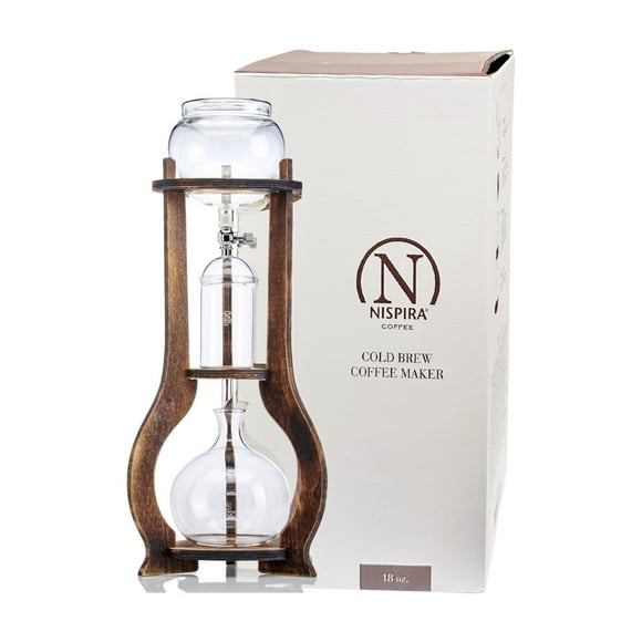NISPIRA Iced Coffee Cold Brew Dripper Maker Wooden, 6-8 cup