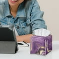 thumbnail image 6 of POLERO Tissue Box Holder Waterproof - Square Leather Tissues Cube Box Cover -Purple Golden Marble Decorative Car Facial Tissue Holder on Table and Barthroom, 5.1"X5.1"X5.5", 6 of 7