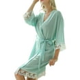 thumbnail image 5 of Coduop Women Satin Kimono Bath Robes Lace Trim Sleepsuit Bathrobe Nightdress,with Belt, 5 of 6