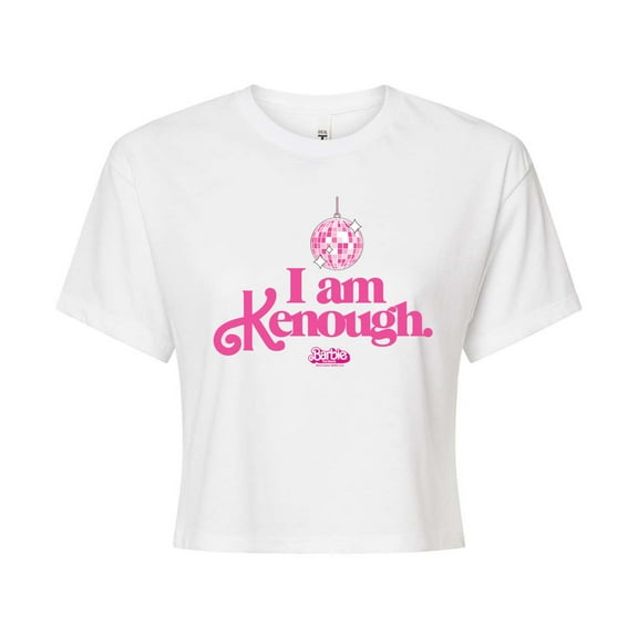 Barbie The Movie - I Am Kenough Disco Ball - Juniors Cropped Cotton Blend T-Shirt