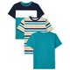 thumbnail image 1 of The Children's Place - Camisetas de Manga Corta para niño con Cuello Redondo, Paquete de 3 Rayas Verde Azulado, Medium, 1 of 5