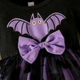thumbnail image 6 of Weebloom Toddler Halloween Outfit Girl Bat Print Dress Party Baby Fall Winter Soft Skirt Casual Playwear Comfortable Elastic Waist Lovely Outfits Purple, 6 of 7