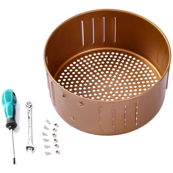 ABCISI Air Fryer Replacement Basket 3.7QT For Power Air fryer, Accessories with Mounting Hardware for Gowise, Non-Stick Teflon Coating Fry Basket, Dishwasher Safe