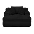 thumbnail image 6 of 63'' Oversized Chaise Lounge Chair Indoor, Corduroy Upholstered Sleeper Sofa Bed, Deep Seat Sleeper Couch, Cozy Reading Chairs for Living Room Bedroom Movie Room, Black, 6 of 9