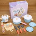 thumbnail image 1 of Montessori Children‘s Simulation Wooden Sound and Light Oven Bread Machine Coffee Machine Combination Kitchen Play House Toy, 1 of 6