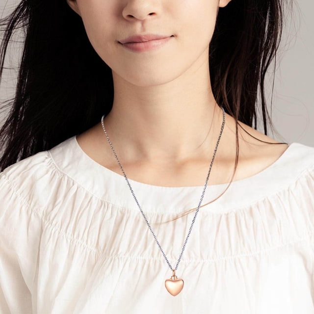 facefd Ouverture Urne Commémorative Collier Mode Amour Coeur pour Fête Jour de L'action de Grâce Rose Doré