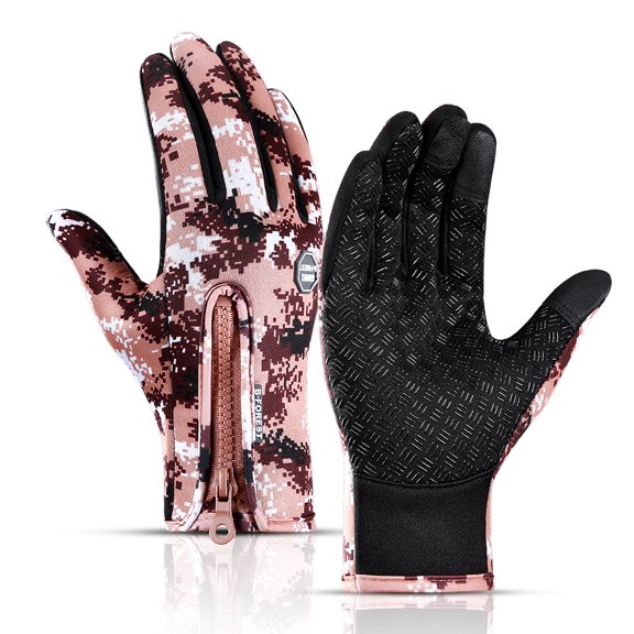 Outdoor Winter Plus Velvet Men's And Women's Ski Cold-proof Warm Touch Screen Sports Cycling Bicycle Long Finger Gloves Coffee M