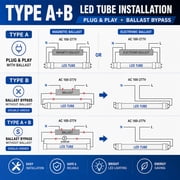 CNSUNWAY T8 LED Light Bulbs, 4FT 28W 4060LM, Single or Double End Powered, Plug and Play or Ballast Bypass, 6500K, 4-Pack