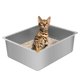 thumbnail image 1 of Caja de Arena para Gatos Tondid de Acero Inoxidable con Bordes Altos 45x35x15 cm, 1 of 8