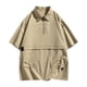 thumbnail image 1 of pstuiky Mangas cortas para hombre, Camisa/top de manga corta con solapa y bolsillo de color liso para hombre camisas casuales para hombre xxxl, 1 of 7