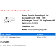 thumbnail image 2 of Power Steering Pump Repair Kit - Compatible with 1990 - 1993 Volkswagen Passat 2.0L 4-Cylinder GAS 1991 1992, 2 of 2