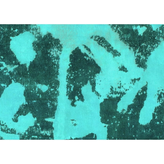 Ahgly Company Machine Washable Indoor Rectangle Abstract Turquoise Blue Modern Area Rugs, 5' x 7'