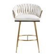 thumbnail image 5 of ChenyueFurn 26" Velvet Kitchen Island Stools with Gold Chrome Base,Beige, 5 of 9