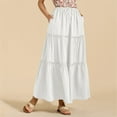 thumbnail image 5 of vigerkar Women's Flowy Flared Ruffle Boho Long Skirt Summer Maxi Skirt Trendy Going Out Outfits White, S, 5 of 6